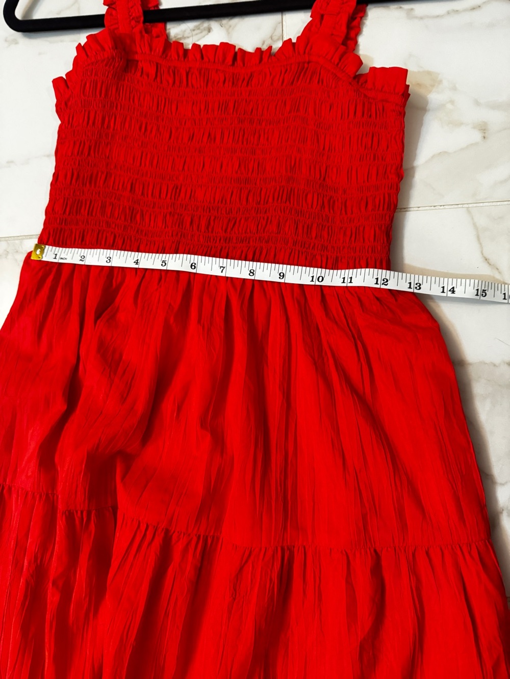 Red Tiered Maxi Dress with Smocked Bodice - Gap - Picture 11 of 15
